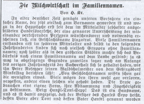 Die Milchwirtschaft im Familiennamen, Deutsche Milchwirtschaftliche Zeitung Bunzlau